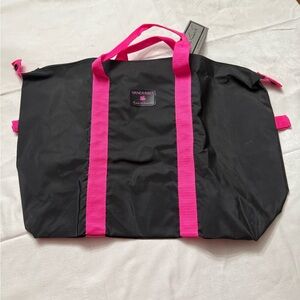 Vintage Gloria Vanderbilt Foldable Packable Black/Pink Tote. Brand New With Tag